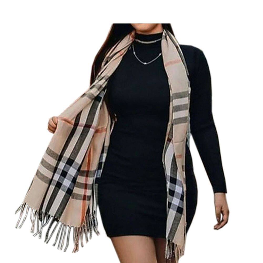 Cachecol Lenço Xale Echarpe com Franjas Modelo Longo Fino