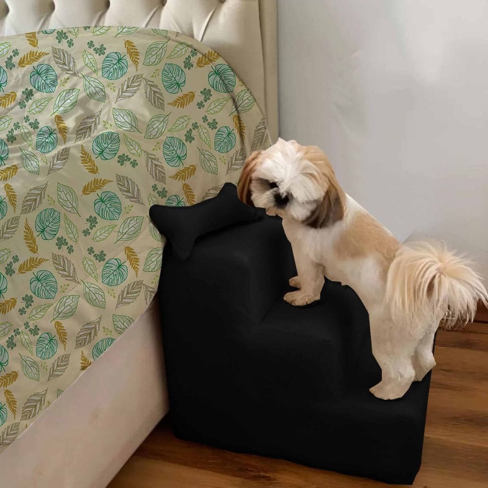 Escada Pet Para Cães e Gatos Teddy 3 Degraus Preto