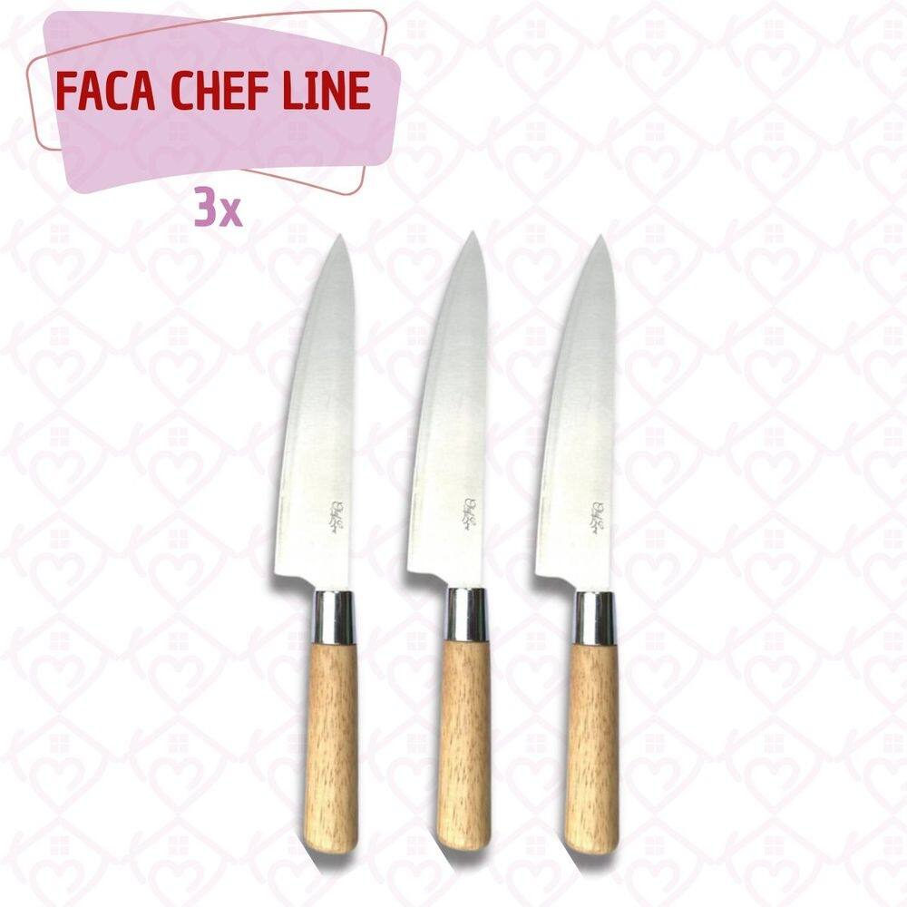 Faca Chefline Sushi Japa Ultracorte 33cm Aço Inox 3 Unidade