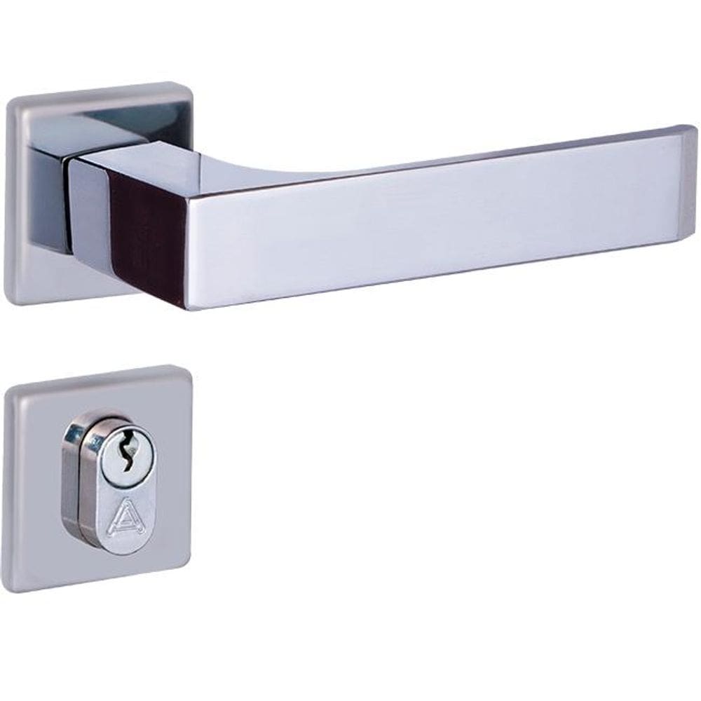 fechadura externa quadratta reta roseta 55mm cromado alianca
