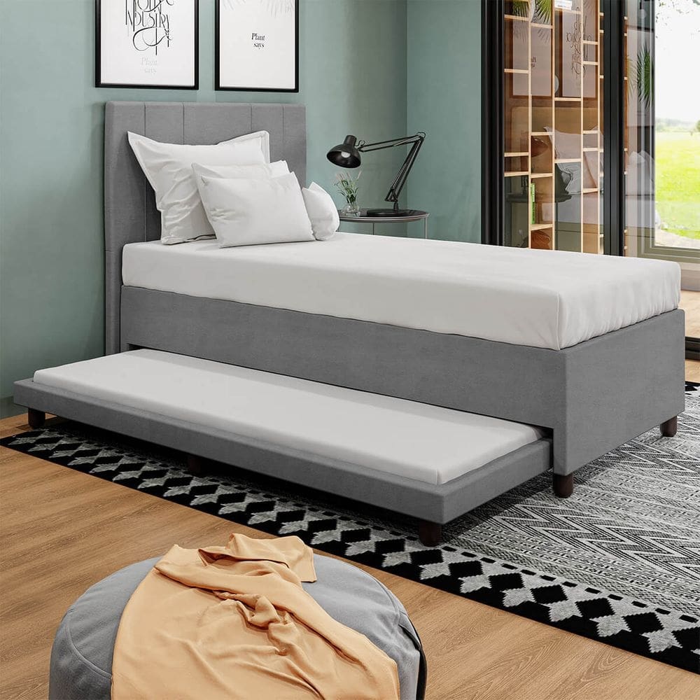 Base Cama Box Solteirão com Cama Auxiliar Veludo SkyBox