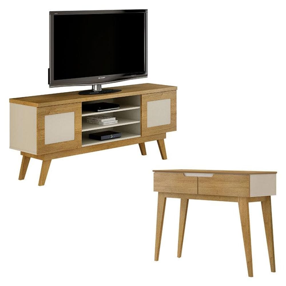 Rack Bancada Detroit e Aparador Bellíssima Cinamomo Off White - Valdemóveis