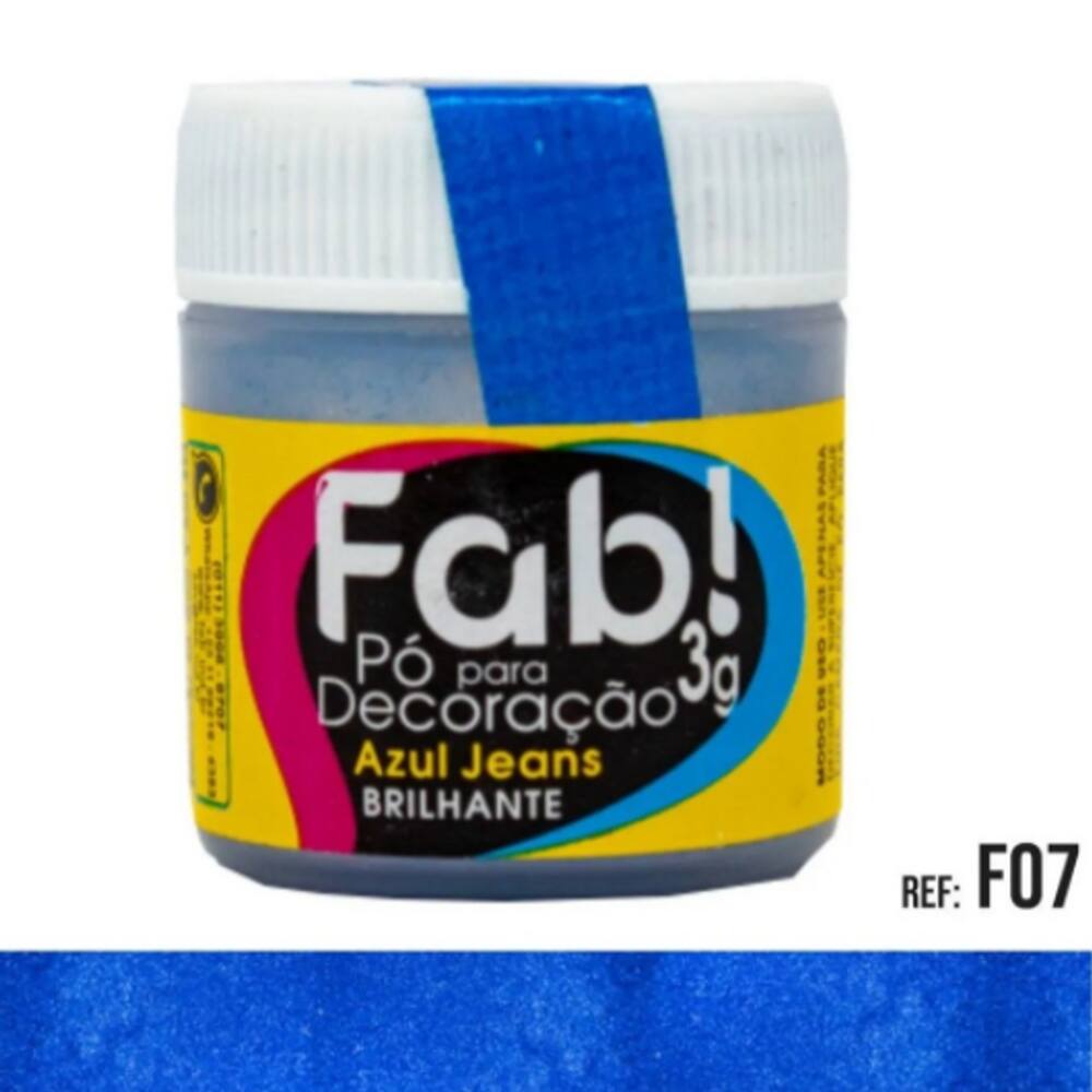 Pó Para Decoração Comestível (Bolos e Doces) Fab 3g Azul Jeans