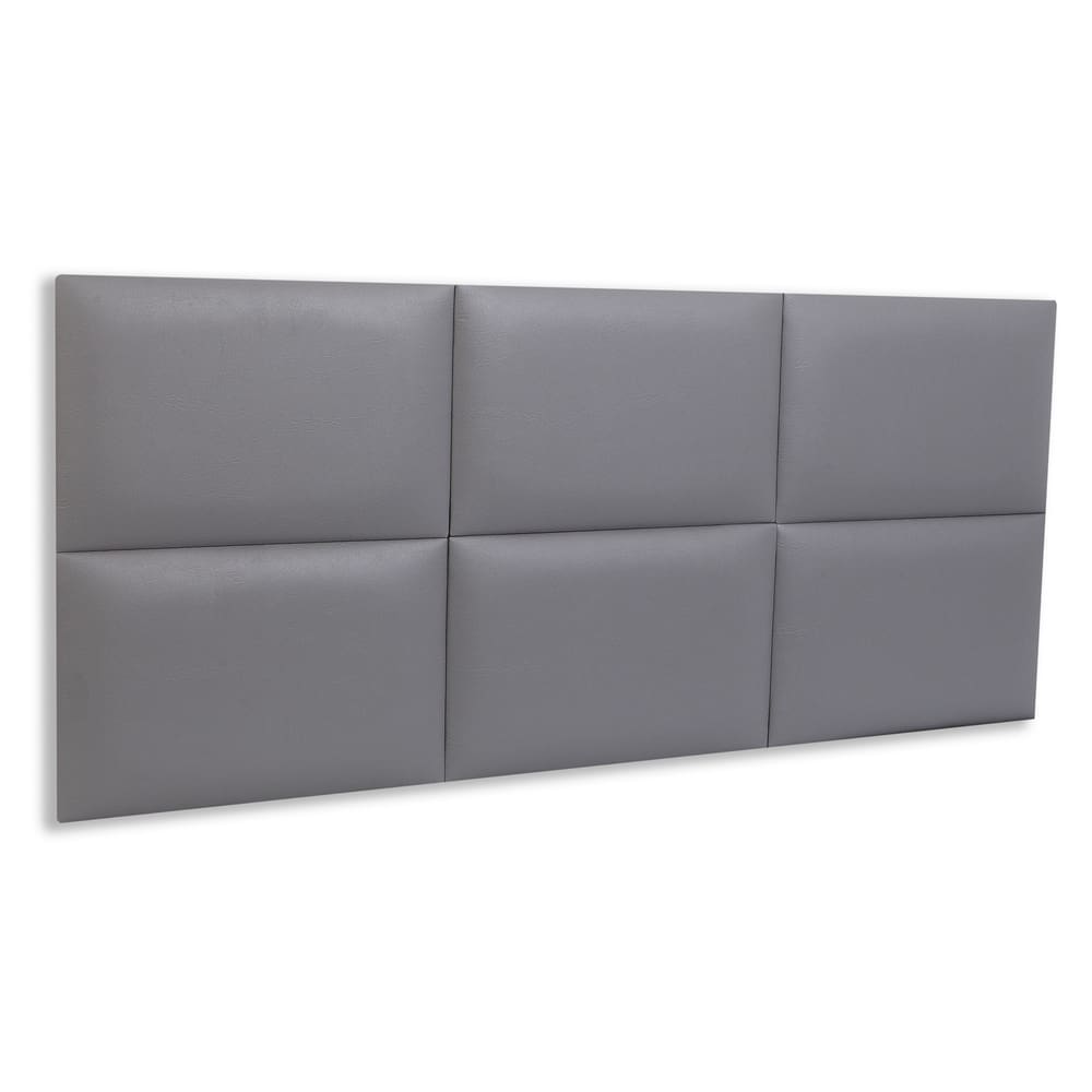 Cabeceira Casal Estofada Kit 6 Placas Retangular - Courino Cinza