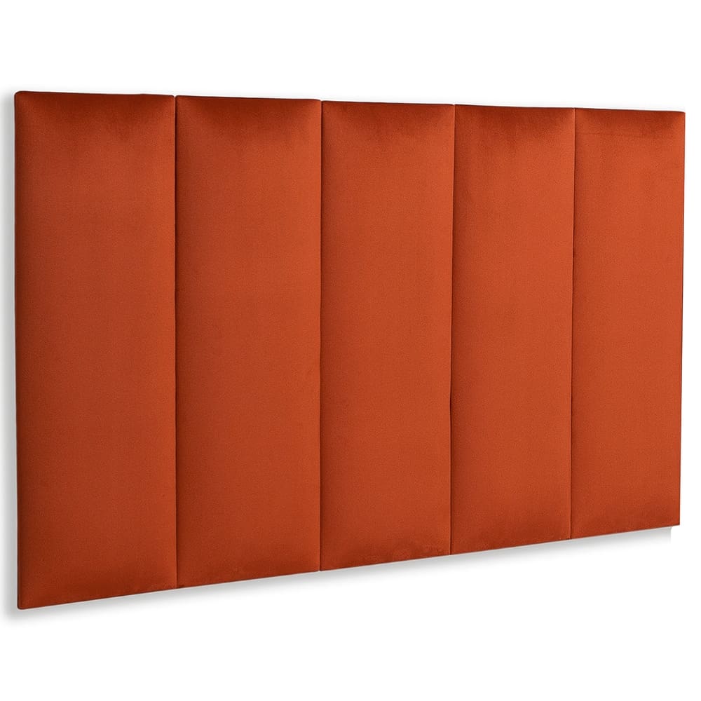 Cabeceira Solteiro Estofada Kit 5 Placas Reta - Veludo Terracota