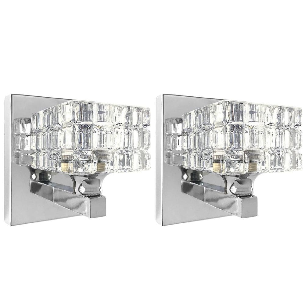 Kit 2 Arandela Cristal Prata K9 Interna Para Lavabo G9 Bet38