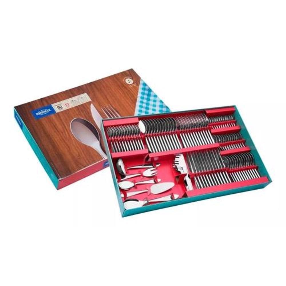 Faqueiro Bellagio Jogo Com 90 Peças Brinox Aço Inoxidável para 12 Pessoas