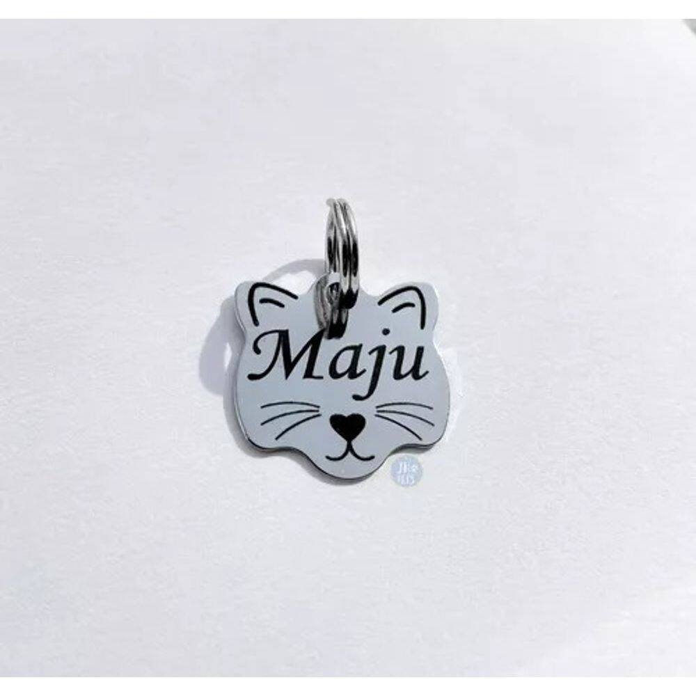 Pingente Plaquinha Plaqueta Pet Cachorro Gato Personalizado Cor Prateado