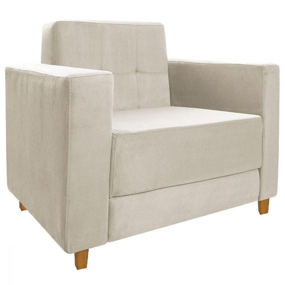 Poltrona Decorativa Denver Suede Bege