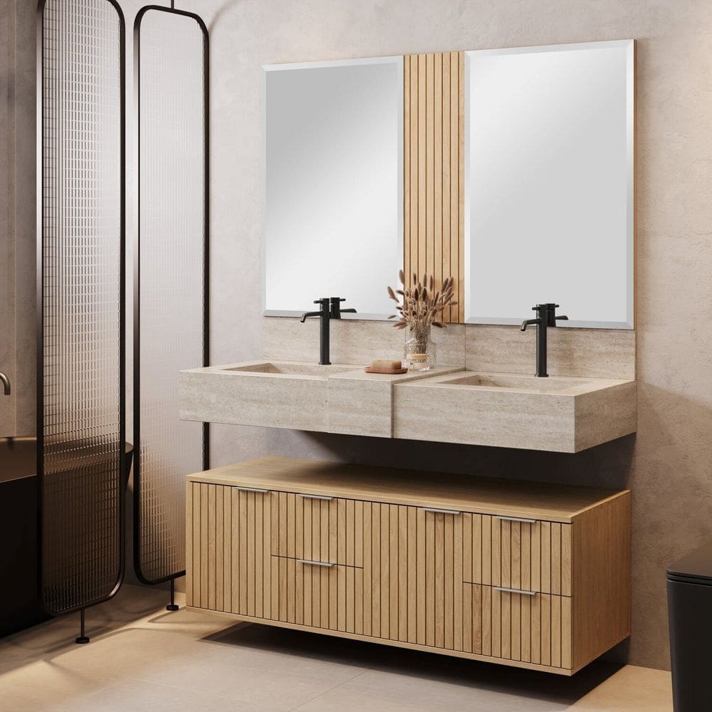 Bancada em Porcelanato 120cm com Cuba Esculpida Ripy Travertino