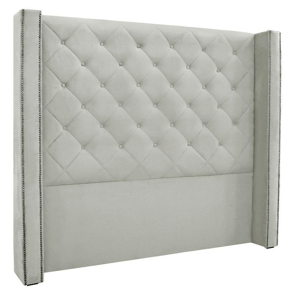 Cabeceira Queen 1,60m Vicenza Veludo Cinza Prata