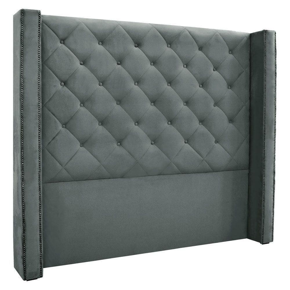 Cabeceira King 1,95m Vicenza Veludo Cinza Chumbo