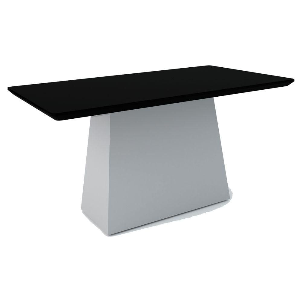 Mesa Jantar 6 Lugares Madeira Bárbara 1,60cm Off White Preto