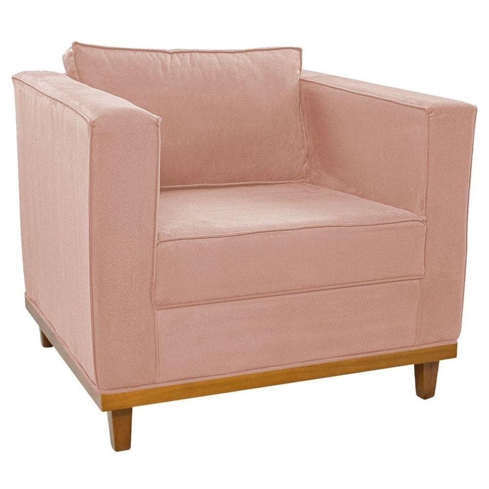 Poltrona Decorativa Europa Suede Rosê