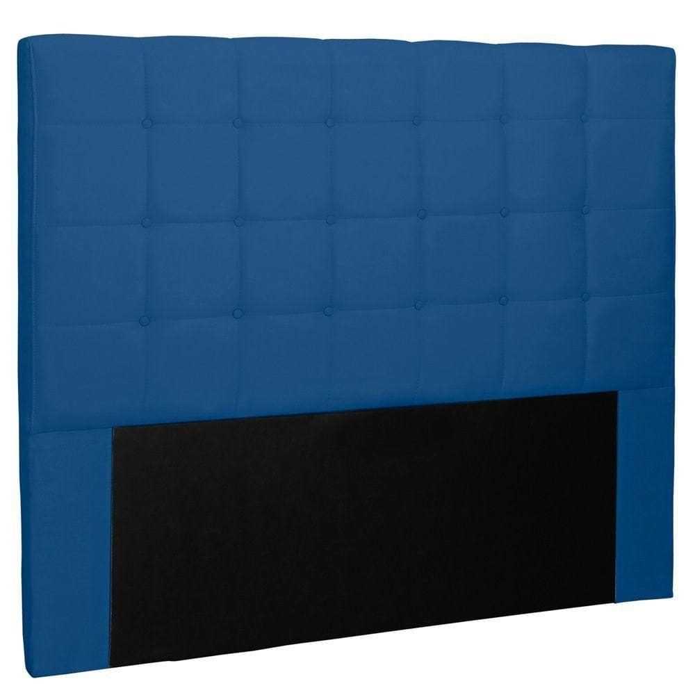 Cabeceira Estofada Box Queen Size 160cm Suede Azul Marinho