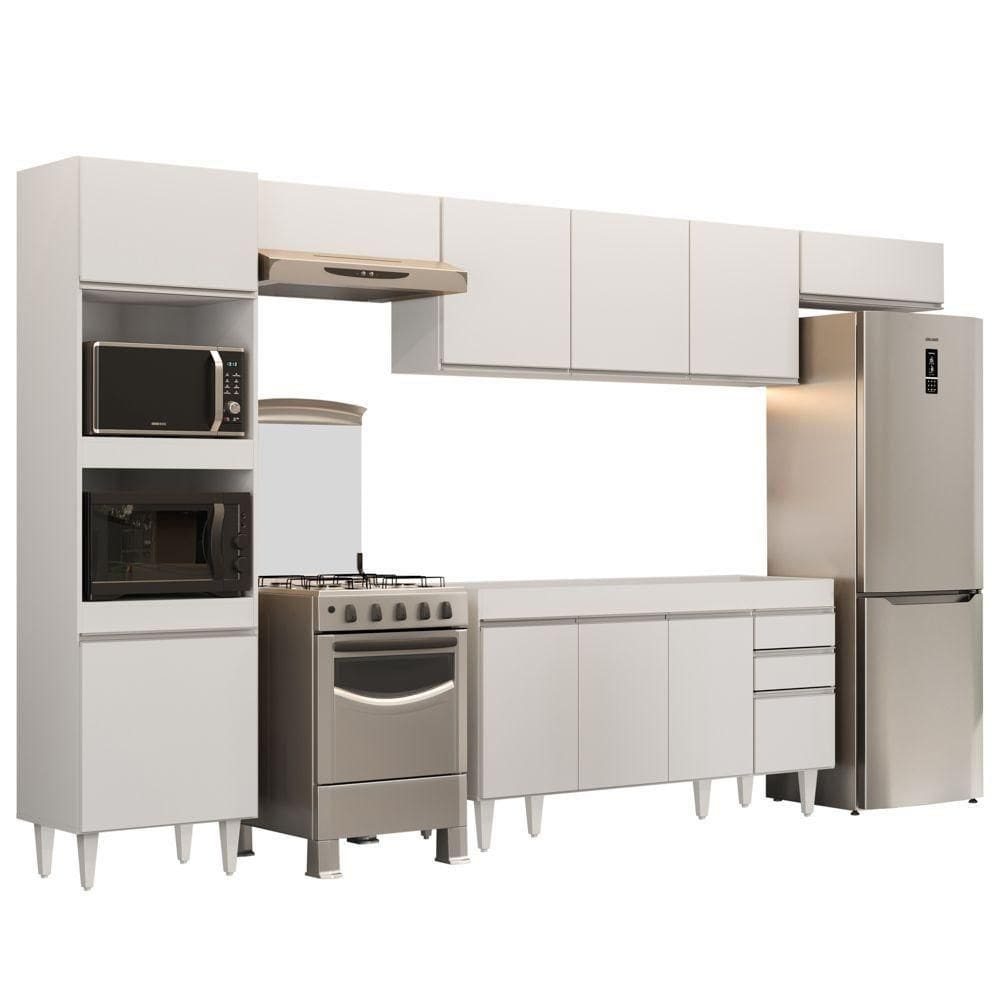 Armário De Cozinha Modulada 5 Peças Cp13 Balcão Sem Tampo Branco - Lumil