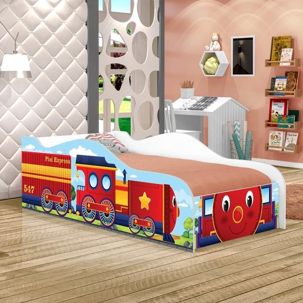 Cama Trenzinho Kids Solteiro Com Colchão