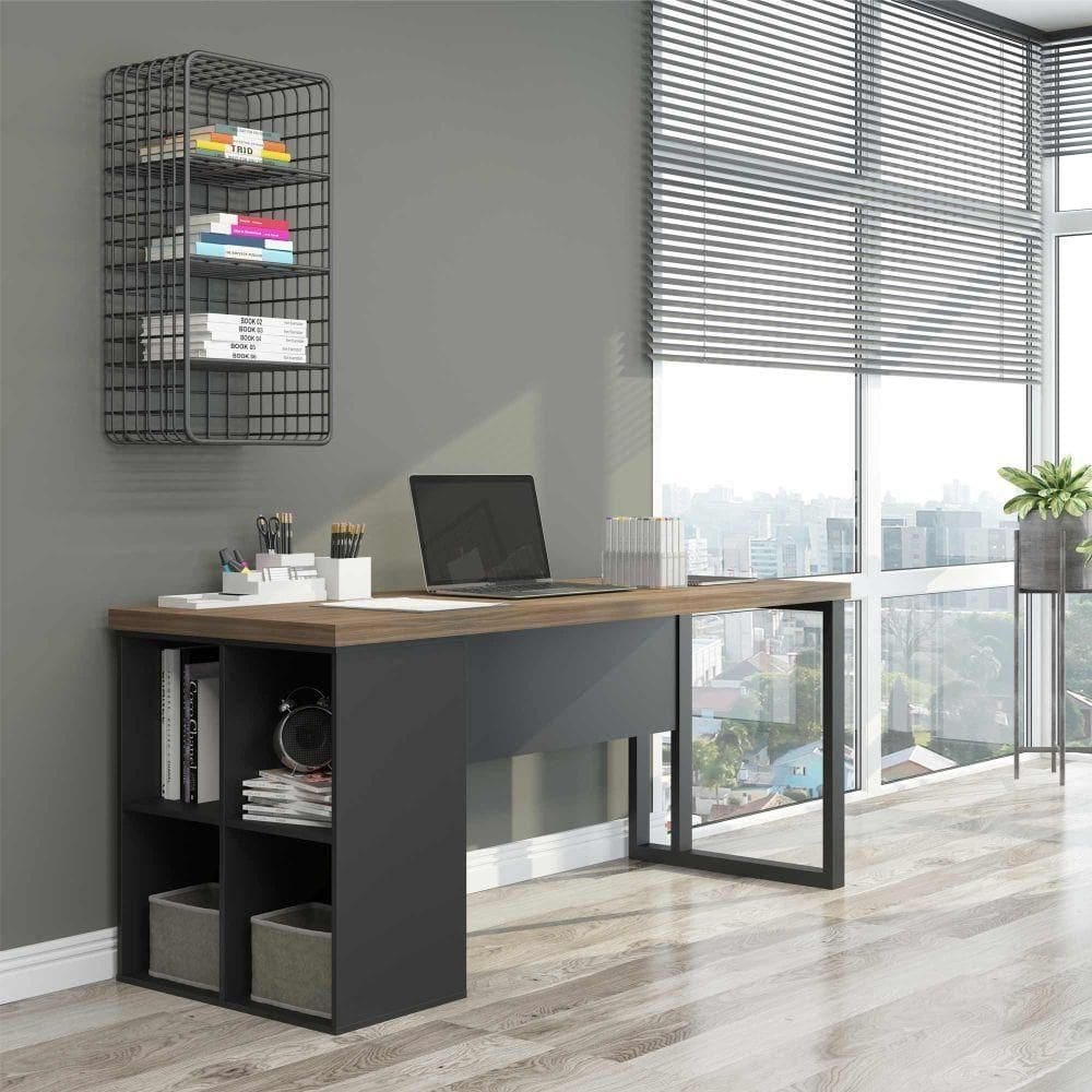 Mesa De Escritorio 1800 Berne Nogueira Preto