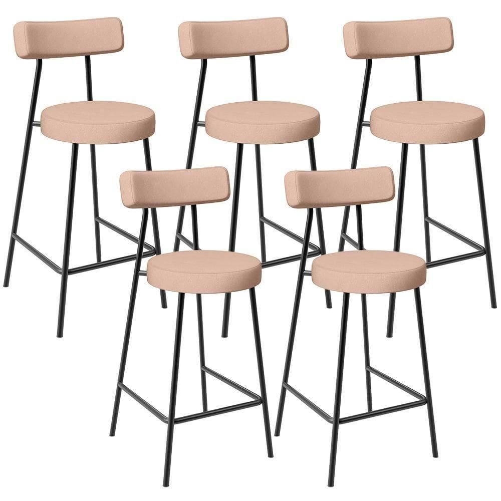 Kit 05 Banquetas Baixa Para Cozinha Sala De Jantar Bar Bancada Milão L02 Linho Rosê