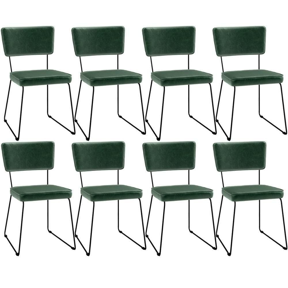 Kit 8 Cadeiras Estofada Sala De Jantar Verde Musgo