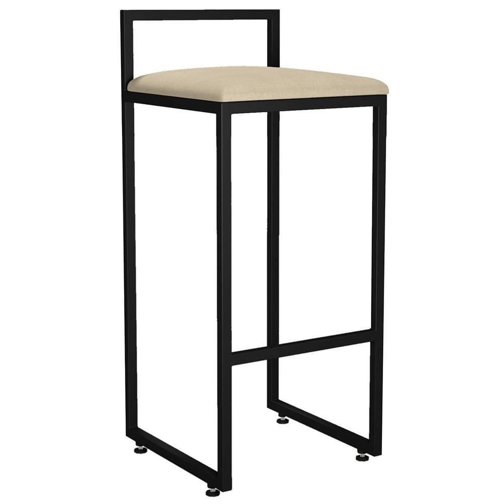 Banqueta Alta Cozinha De Jantar Hanna L02 Preto Suede Bege