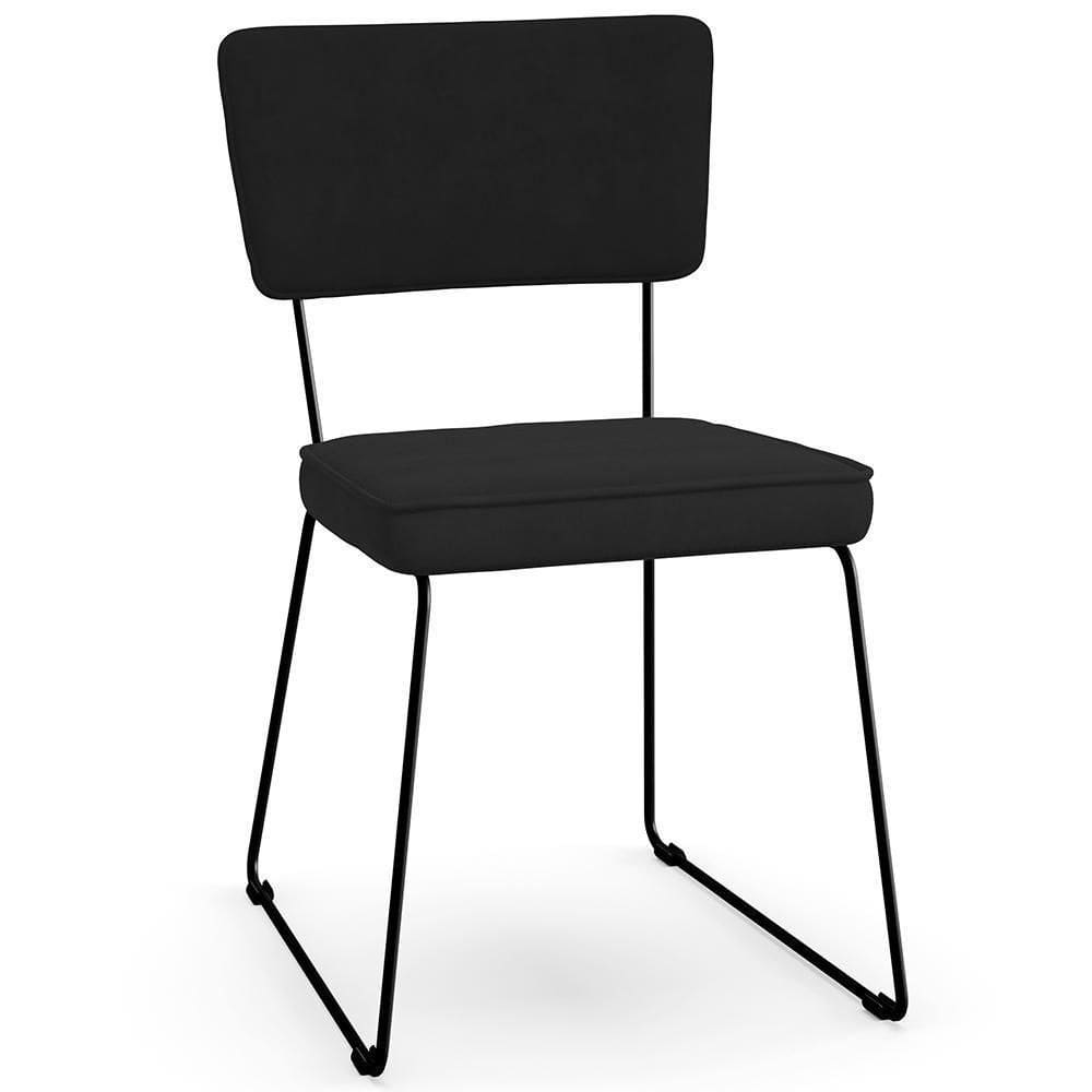Cadeira Estofada De Jantar Allana L02 Suede Preto