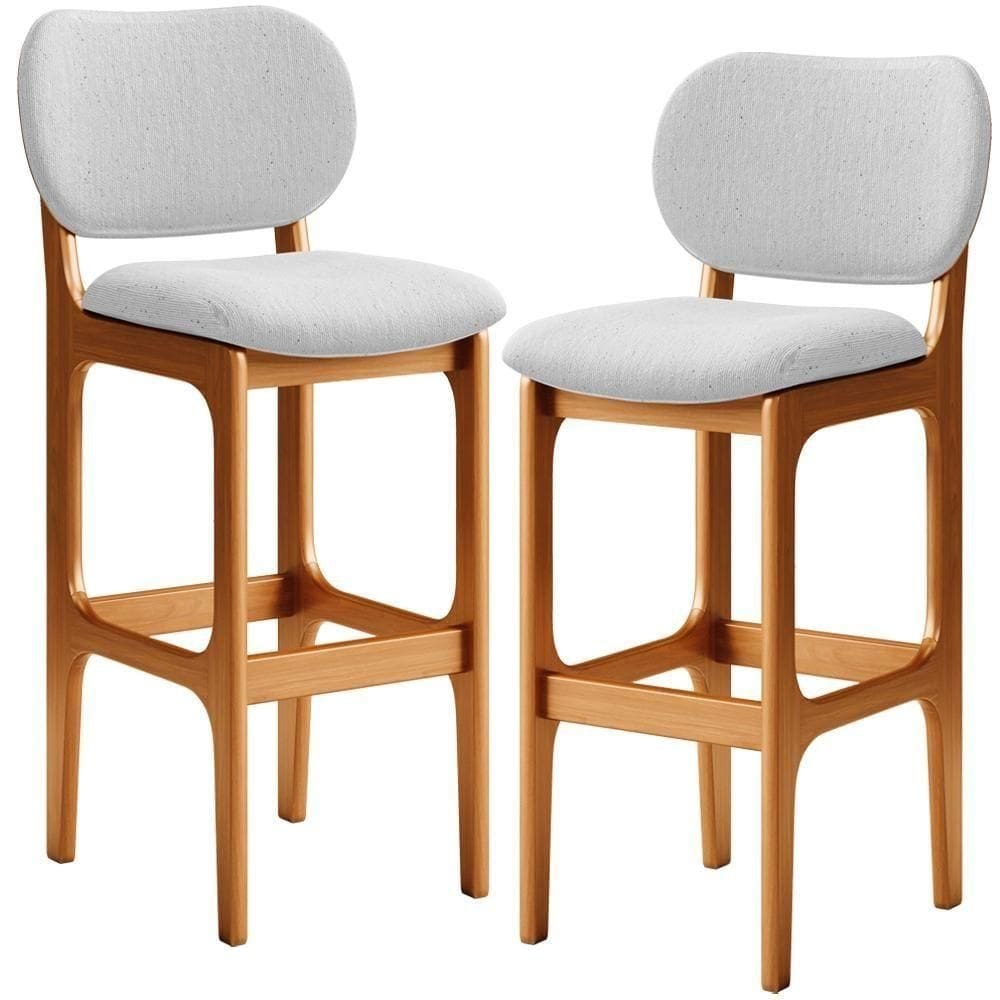 Kit 2 Banquetas Alta Betta Imbuia Linho Cinza