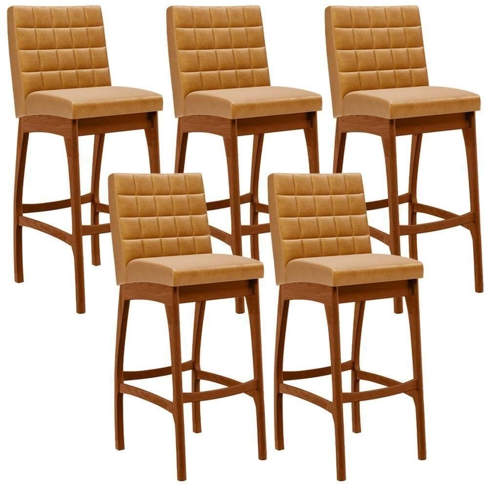 Kit 05 Banquetas Altas Para Cozinha L02 Whisky