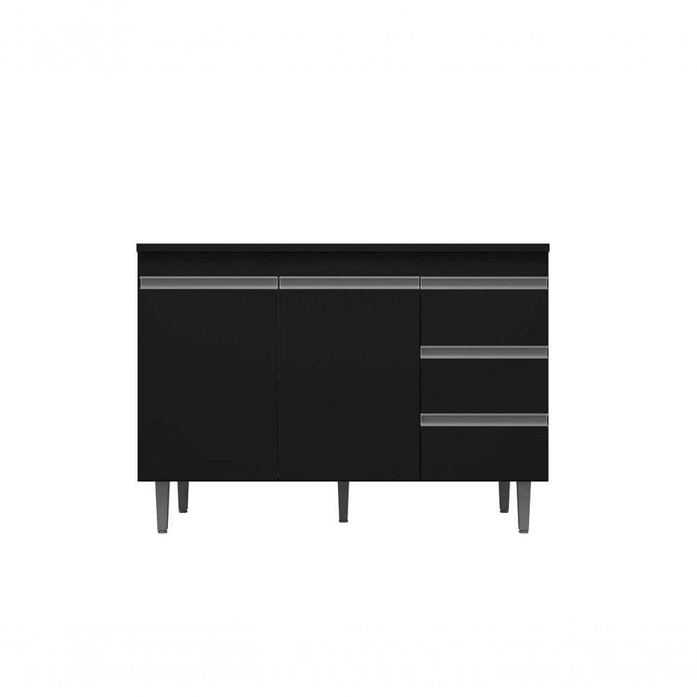 Balcão De Cozinha Para Pia Andréia 100Cm Preto S/ Tampo