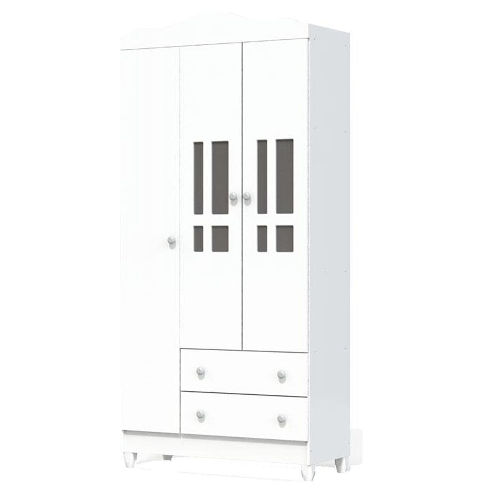 Guarda Roupa Infantil Ariel 3 Portas Branco Brilho – Carolina Móveis