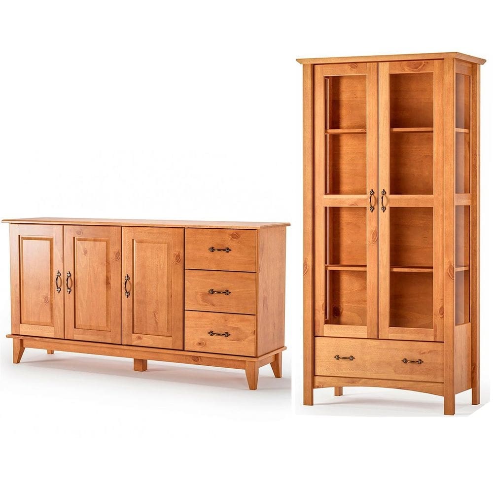 Cristaleira 2 Portas de Vidro e Buffet Aparador 156 cm 100% Madeira Bella