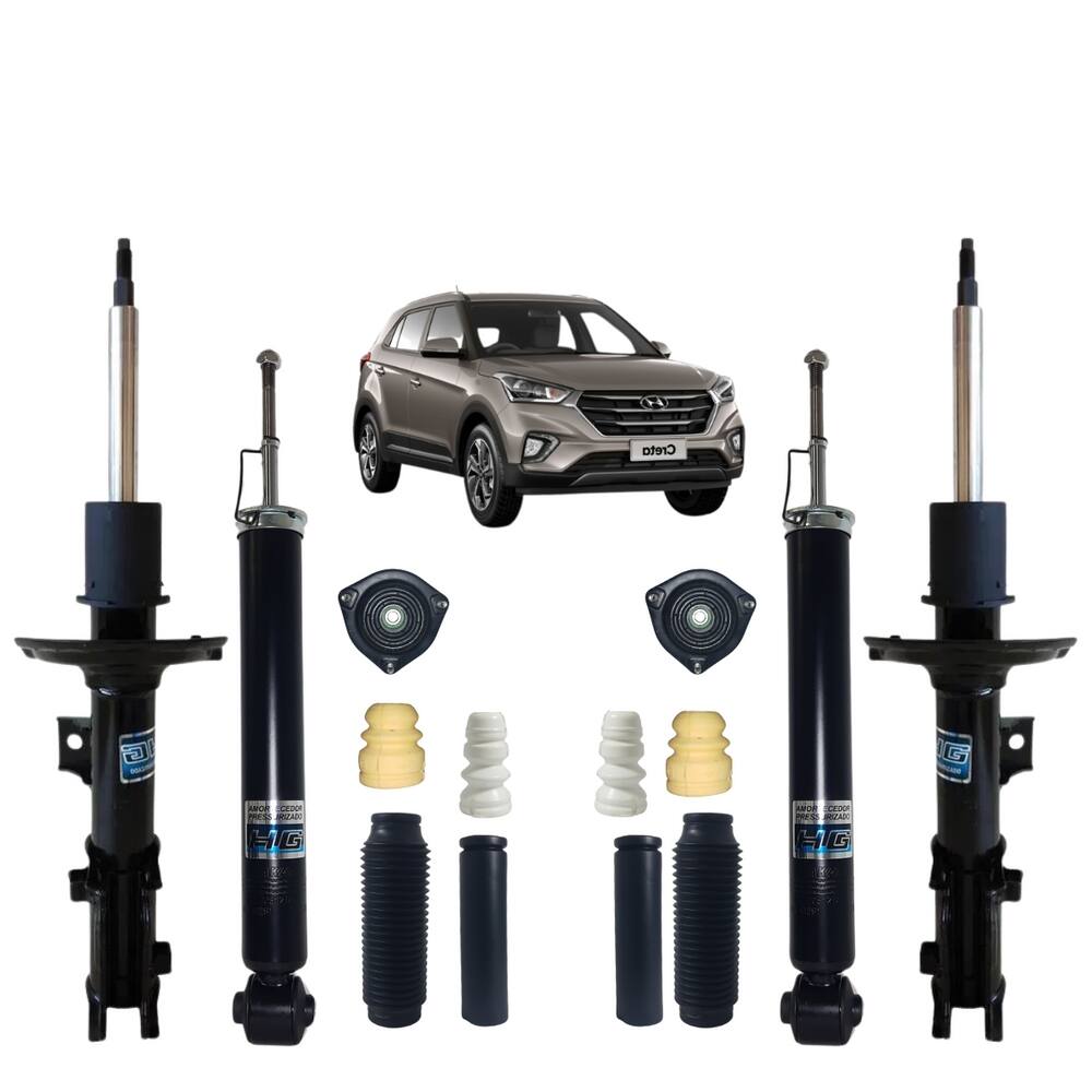 04 Amortecedor Dianteiro+Traseiro Nakata + Kit Batente 1Linha Creta 2017 A 2020