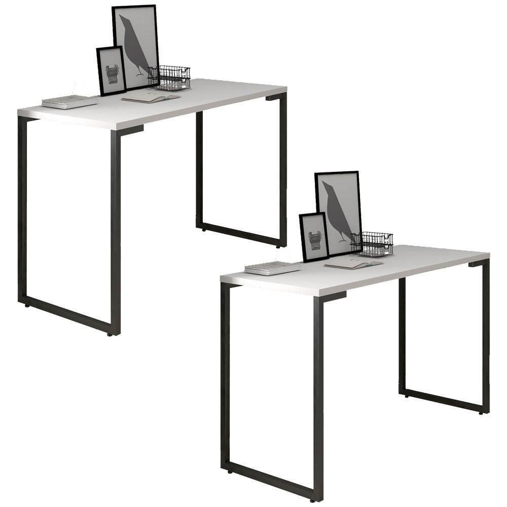 Kit 2 Mesas para Computador Escrivaninha 120cm Branco