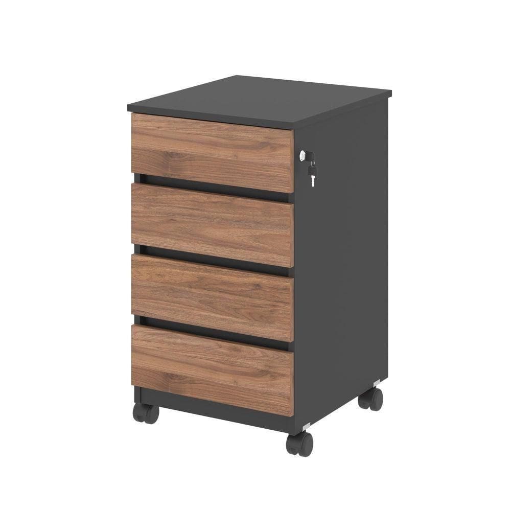 Arquivo Com 4 Gavetas Verbena Noce Preto