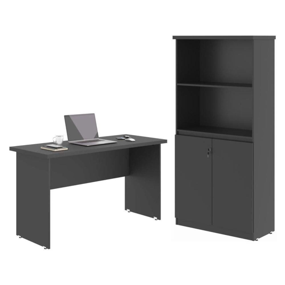 Mesa De Computador E Armario Japão Preto Onix
