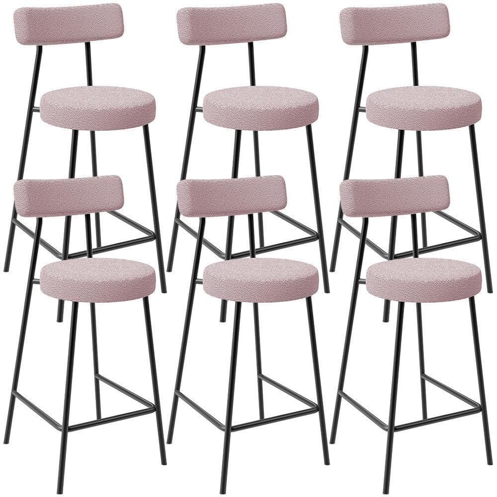 Kit 06 Banquetas Baixa Para Cozinha Sala De Jantar Bar Bancada Milão L02 Bouclê Rosê