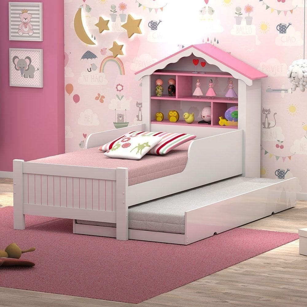 Cama De Princesa Solteiro Com Auxiliar E Colchões