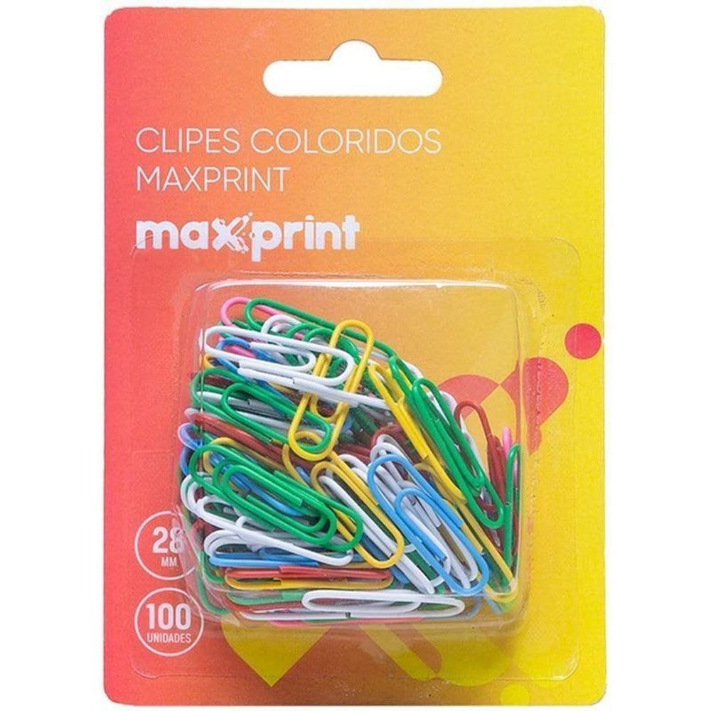 Clips Colorido Com 100 Unidades 6 Cores Maxprint