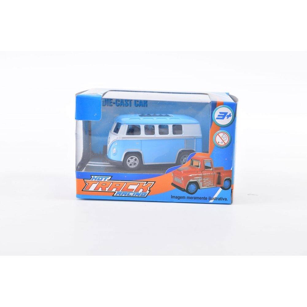 Veiculo de Metal Pequeno - Hot Track Racing - Kombi Azul TERRACO