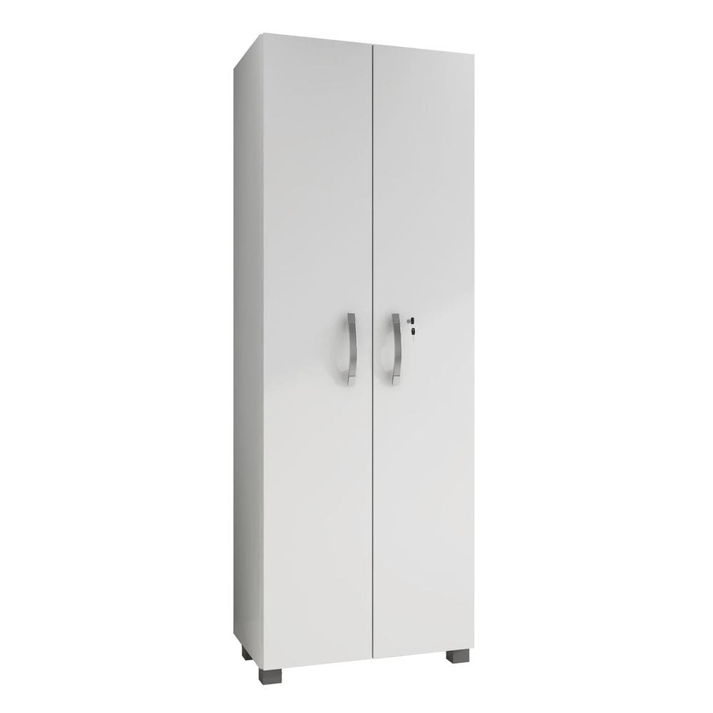 Armário 60cm Multiuso 2 Portas Com Chave Prateleira Cozinha Lavanderia Quarto - Branco