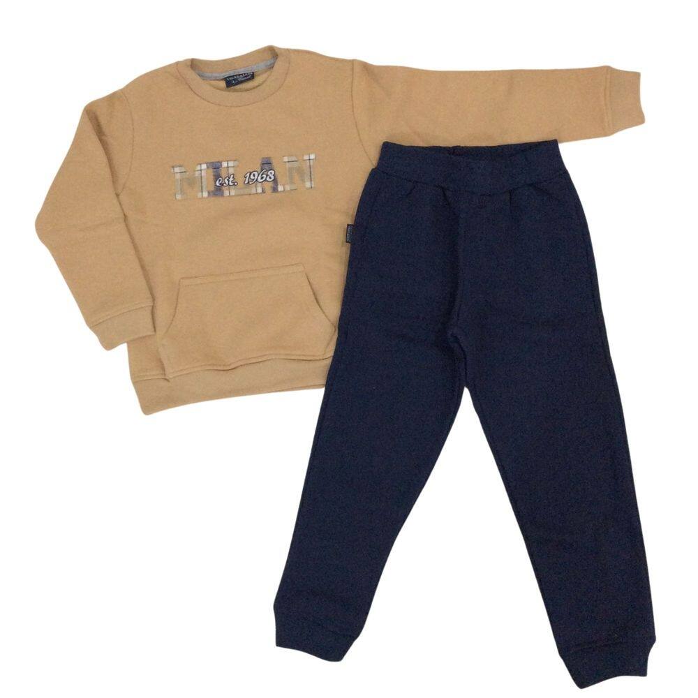 Conjunto Moletom Infantil Masc Vrasalon Caqui e Marinho