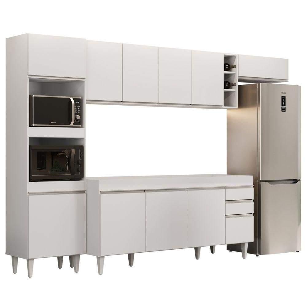 Armário De Cozinha Modulada 5 Peças Cp16 Balcão Sem Tampo Branco - Lumil