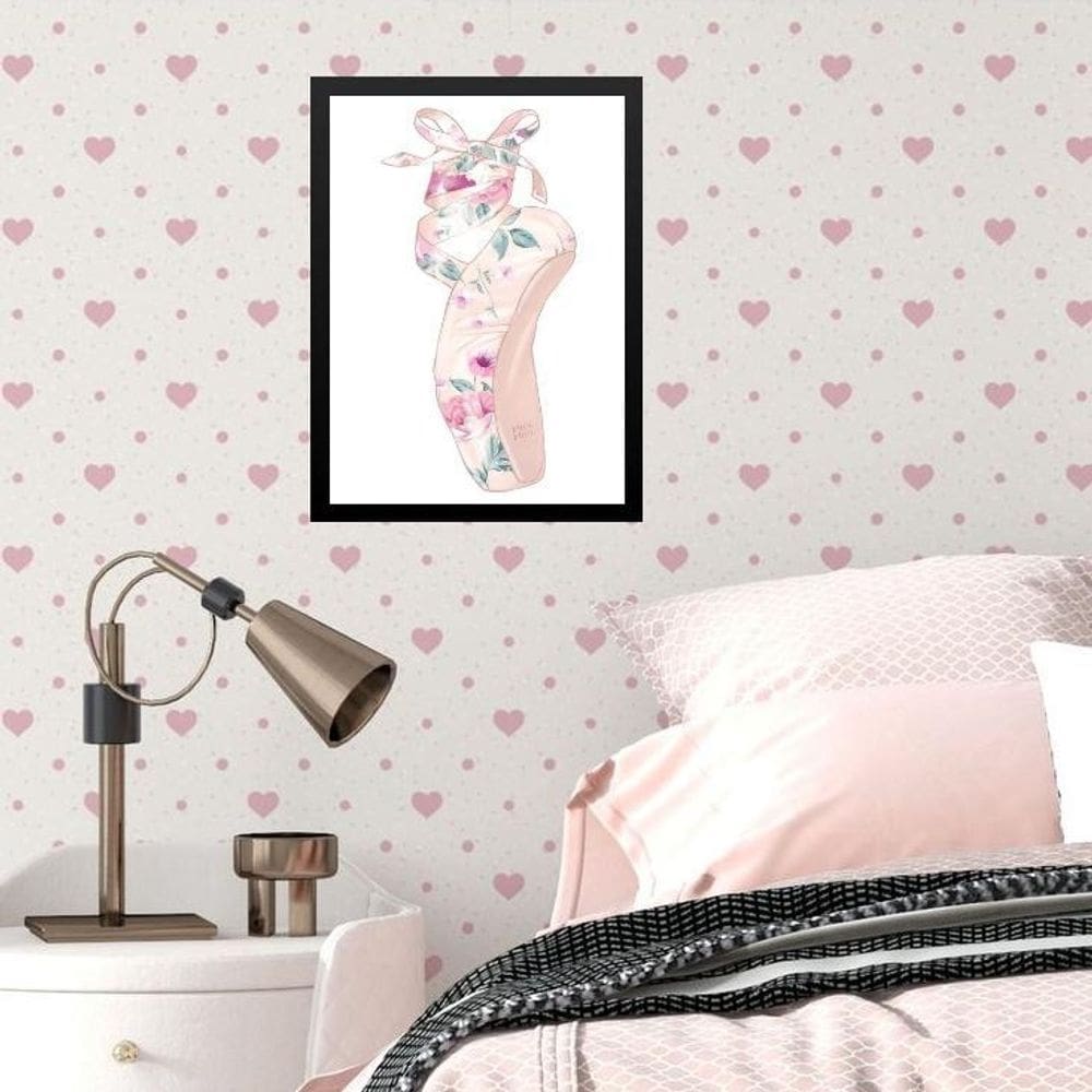 Quadro Infantil Menina Sapatilha De Balé 33X24Cm