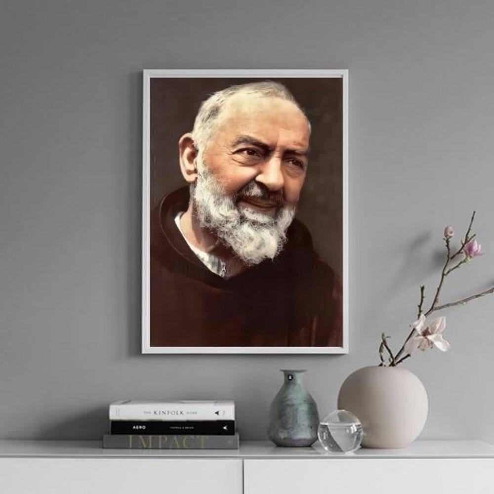 Quadro Fotografia Padre Pio 24X18Cm - Com Vidro