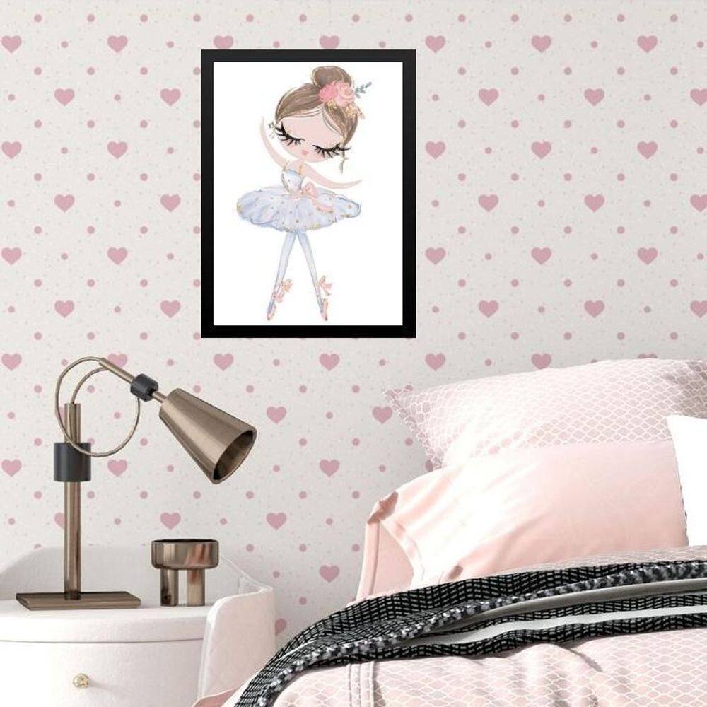 Quadro Infantil Menina Bailarina Soft 33X24Cm - Com Vidro