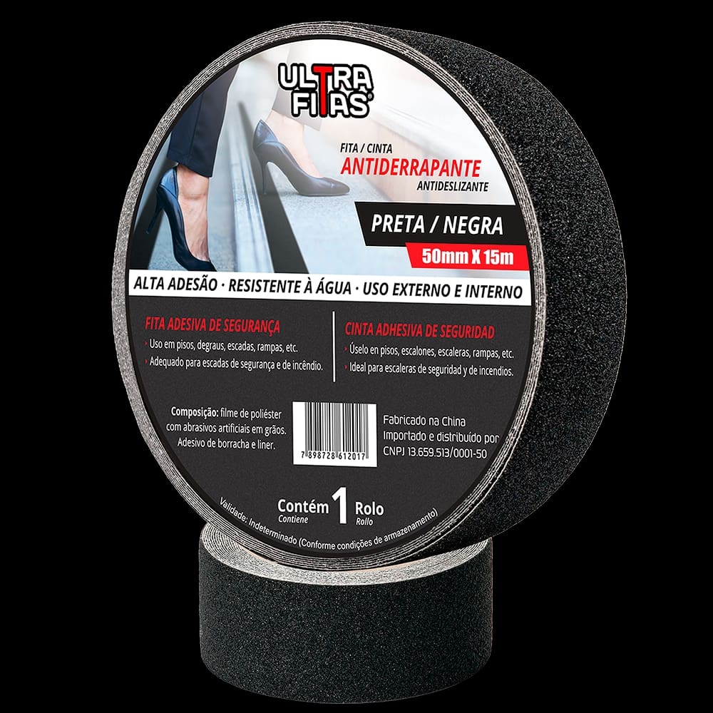 Fita Antiderrapante 50 mm X 15 Metros - Preta
