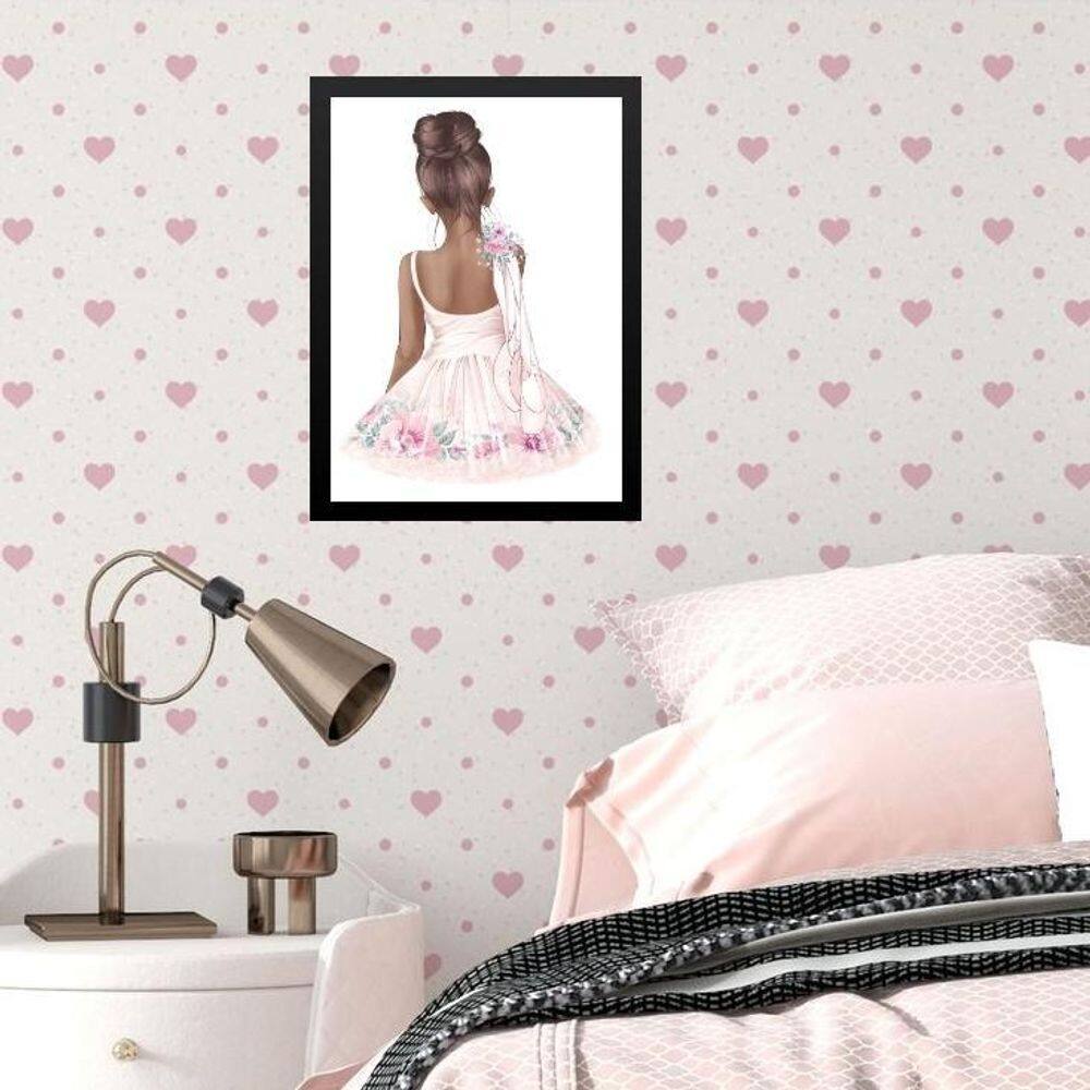 Quadro Infantil Menina Bailarina Morena 45X34Cm