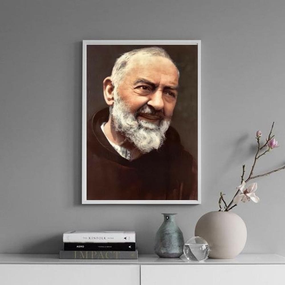 Quadro Fotografia Padre Pio 33X24Cm - Com Vidro