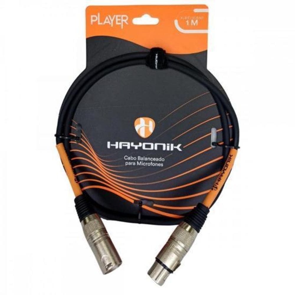 Cabo Para Microfone Player Xlr F  X Xlr M  1M Preto Hayonik