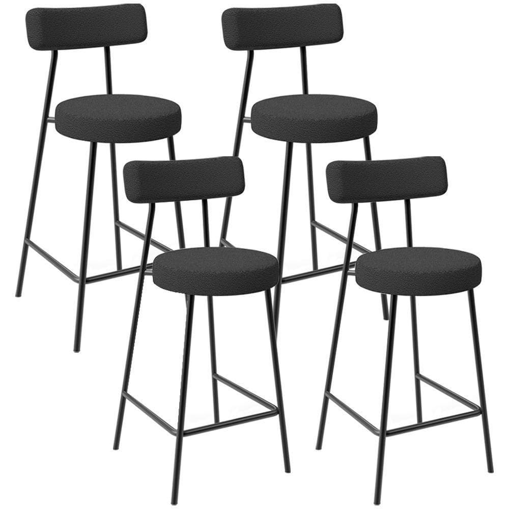 Kit 04 Banquetas Baixa Para Cozinha Sala De Jantar Bancada Milão L02 Bouclê Preto